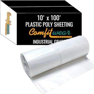 Industrial Clear Poly Sheeting 10' x 100' Heavy Duty 4 Mil Plastic Cover Tarp